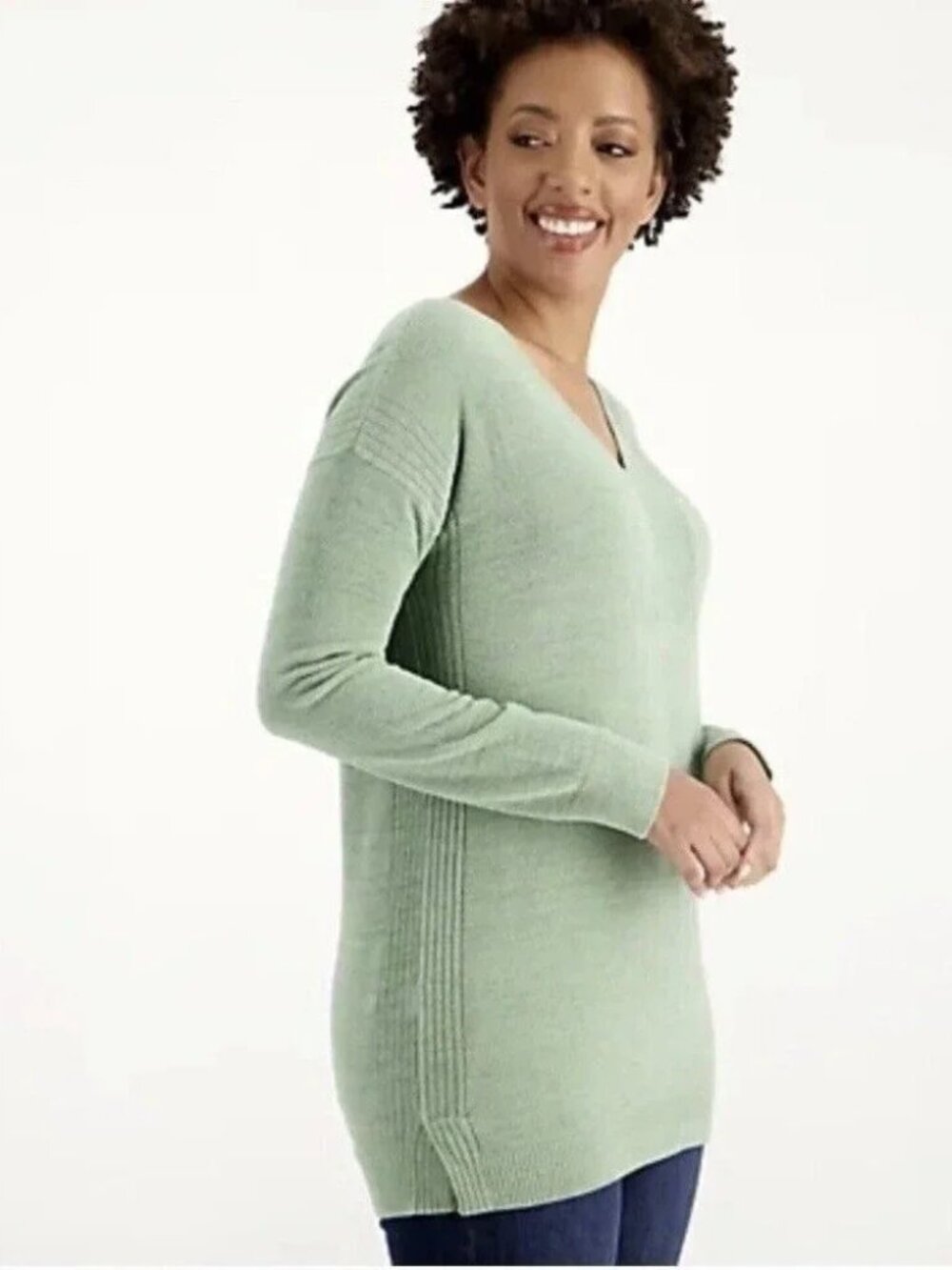 NWT Barefoot Dreams CozyChic Ultra Lite V-Neck Tunic DEEP MINT XL CASUAL COZY